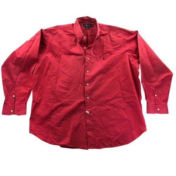 Ralph Lauren Men Blake Shirt XXL Red Long Sleeve Button-Down Shirt Cotton Casual - Picture 1 of 12